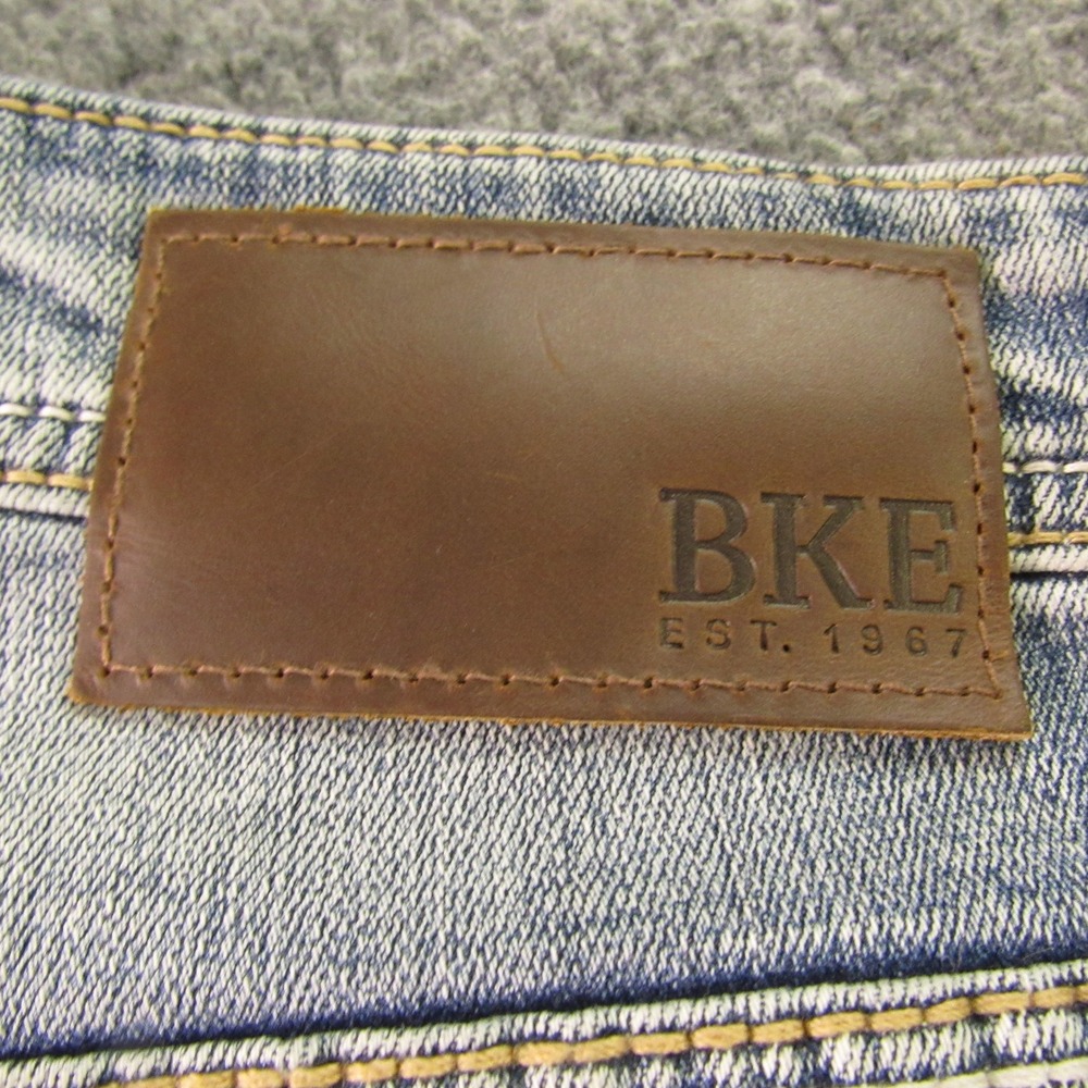 BKE Seth Jeans Men 36x34 Loose Blue Light Wash Straight Leg Stretch Thick Stitch - Picture 11 of 16